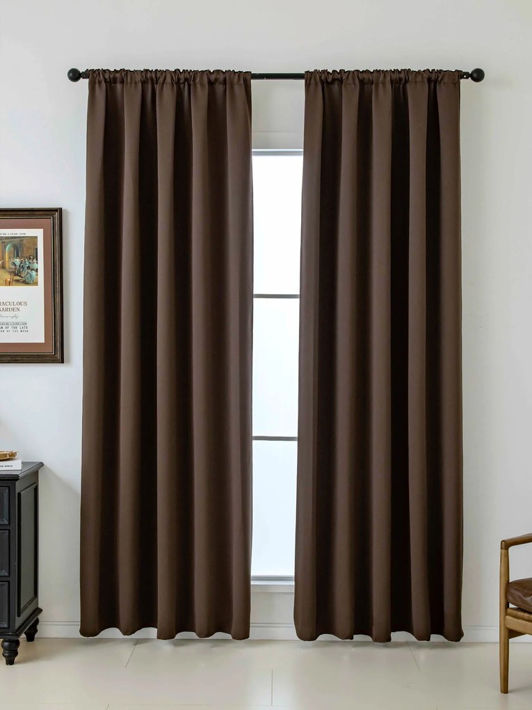 Blackout závesy Elias tmavohnedá – 140 × 160 cm (2 ks) - riasiaca stuha