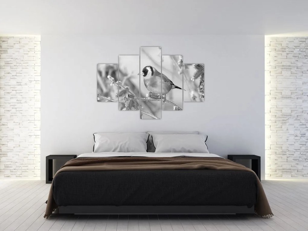 Obraz - Vtáčik v zime (150x105 cm)