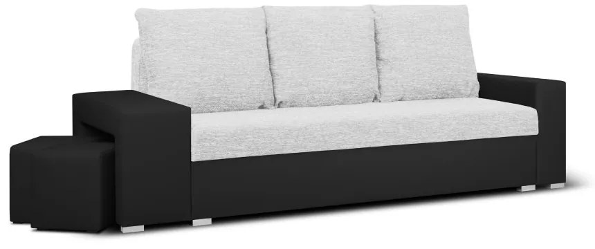 Rozkládací pohovka MILAN II Bílá/Černá + 2 Taburety