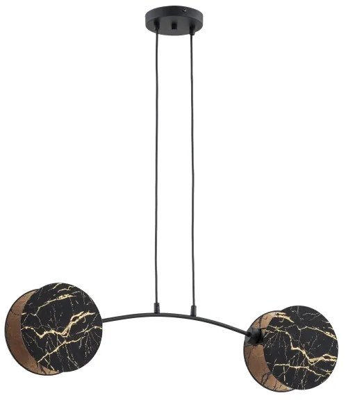 Luster na lanku MOTIF 2xE27/15W/230V čierna/zlatá