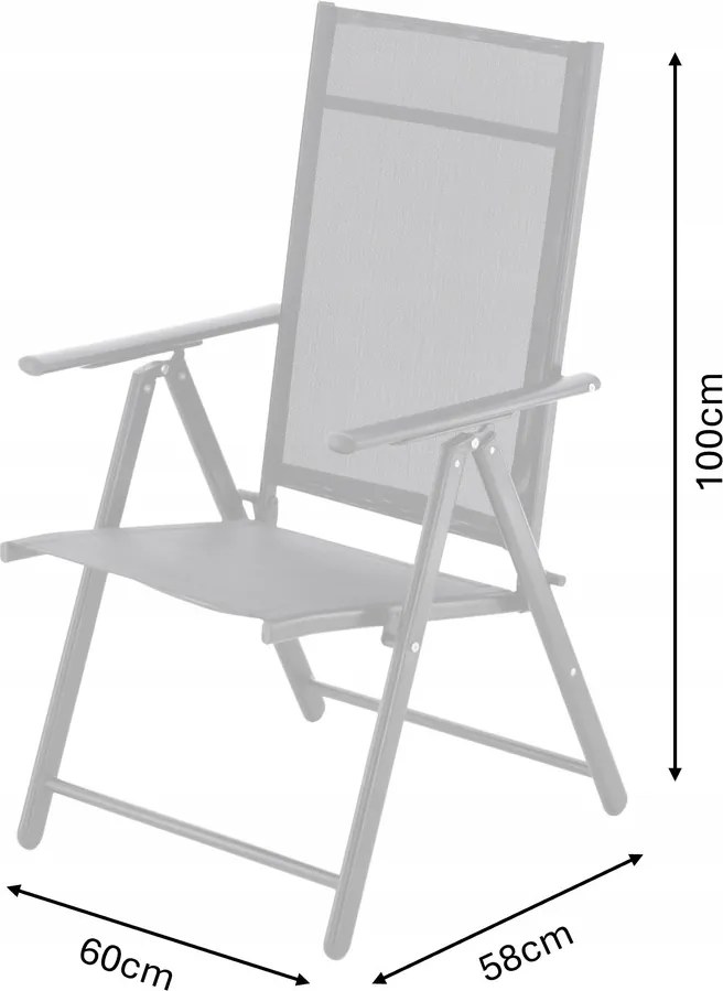 CH Polohovateľná záhradná oceľová stolička Glam - čierna