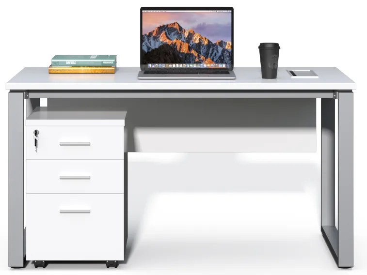 Kancelársky stôl s kontajnerom Houseland Prime Home 02 B 140 cm biely