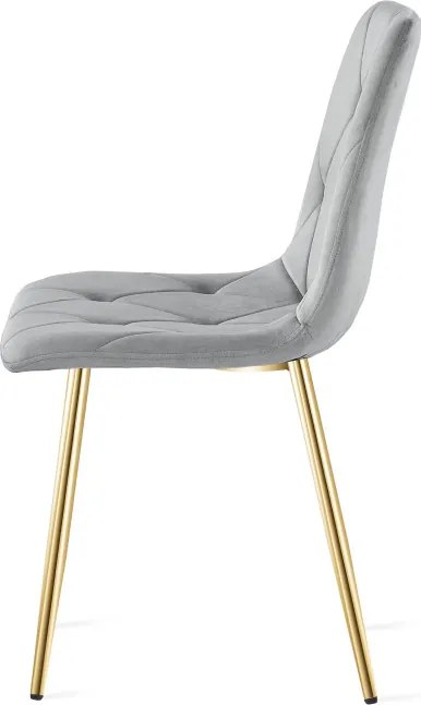 Sada dvoch jedálenských stoličiek LIBRA zamatové, svetlosivé / zlaté nohy (2 ks)