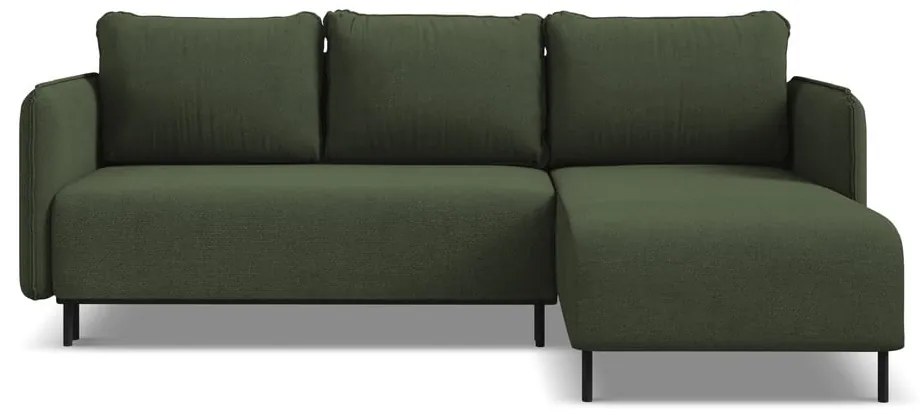 Zelená rozkladacia/s úložným priestorom rohová pohovka (pravý roh) Luana – Makamii