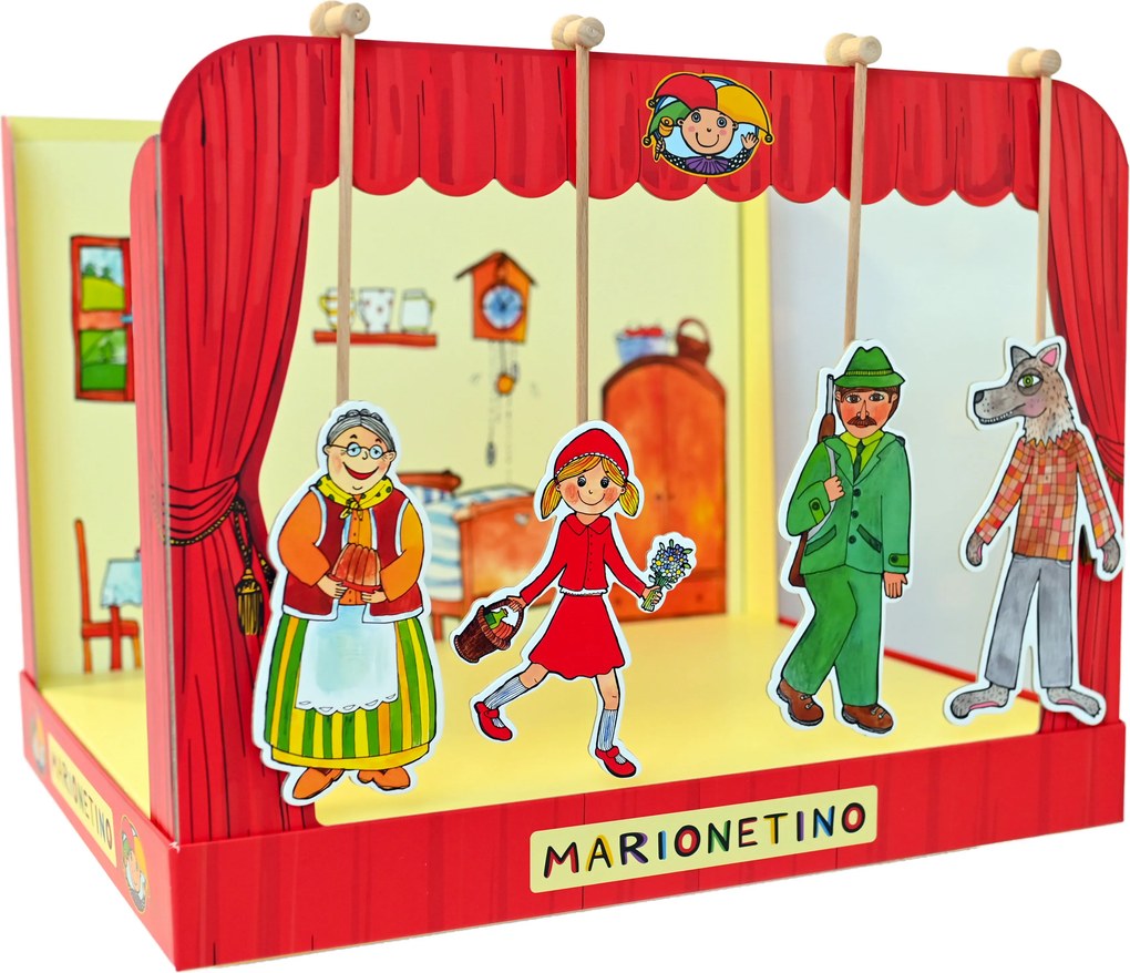 MARIONETINO Bábkové divadlo – Červená Čiapočka a Janko a Marienka (kompletný set, 9 bábok)