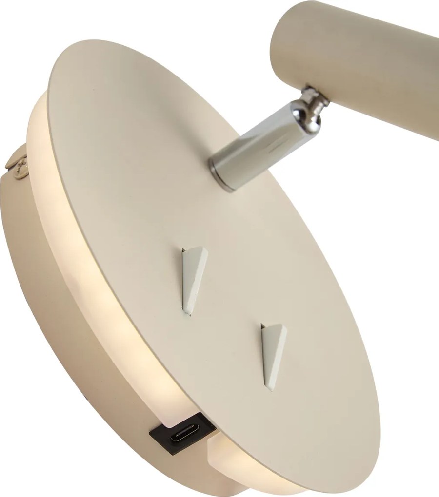 Moderná nástenná lampa béžová vrátane LED s USB-C - Croft