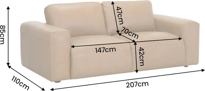 Dizajnová sedačka Maddison 207 cm koňaková koža