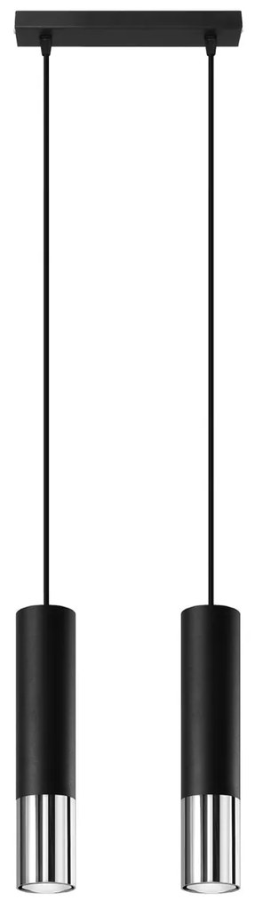 Závesné svietidlo Loopez, 2x čierne kovové tienidlo, ch