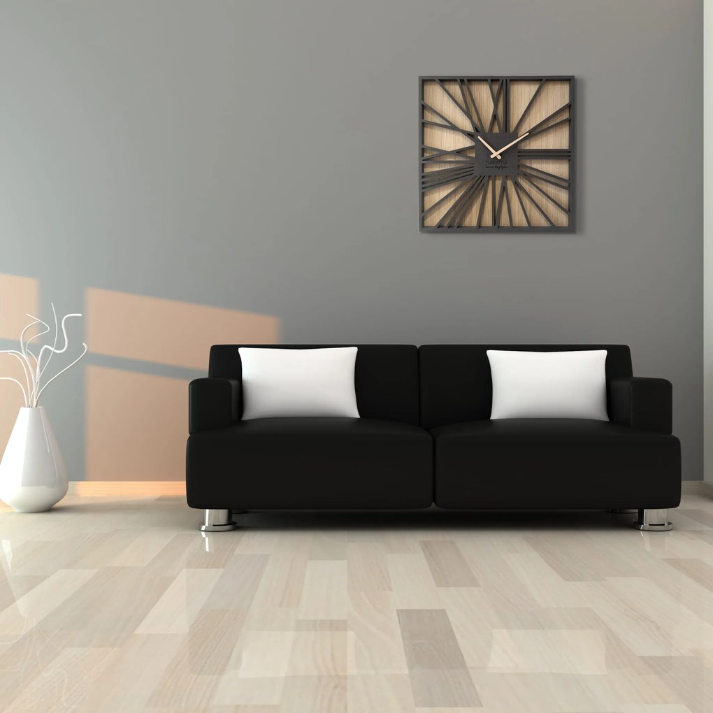 Dekorstudio Moderné drevené hodiny EKO Loft Square 50cm