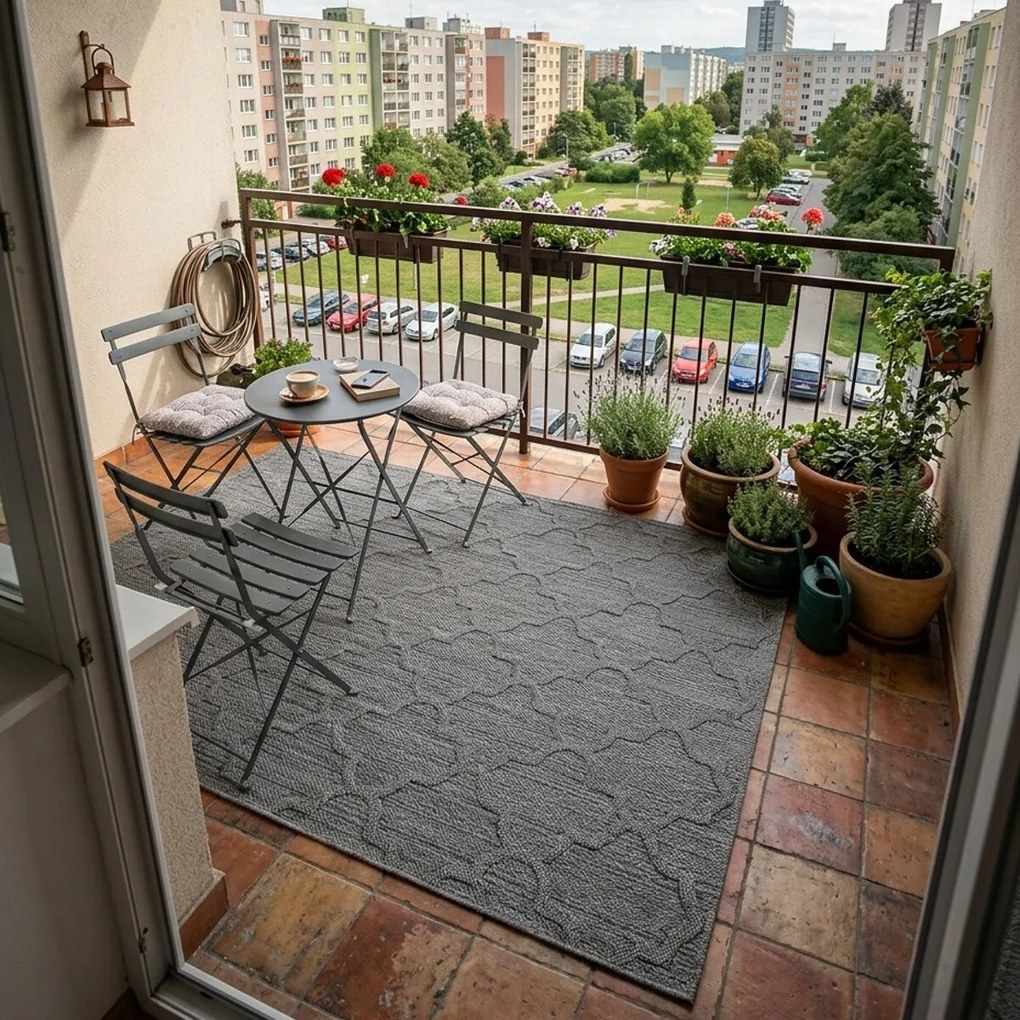 Ayyildiz, Kusový koberec Patara 4951 Grey – na von aj na doma, 200x290, šedá, chodba / predsieň