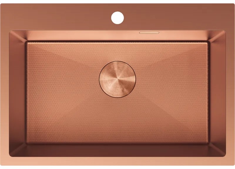 Mexen Solix, 1-komorový nerezový drez 650 x 450 mm, brúsená meď, vzor voština, 6403651000-65HC
