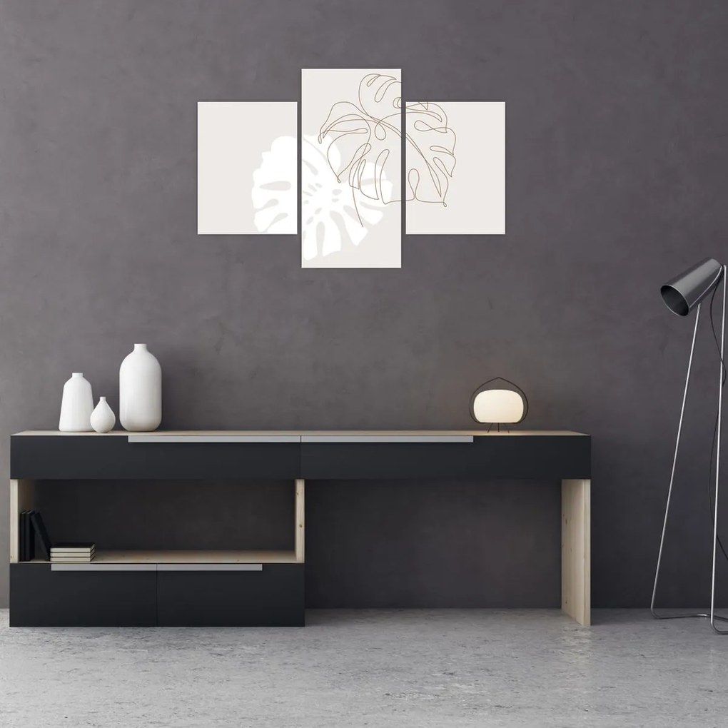 Obraz - Line art monstera N⁰2 (90x60 cm)
