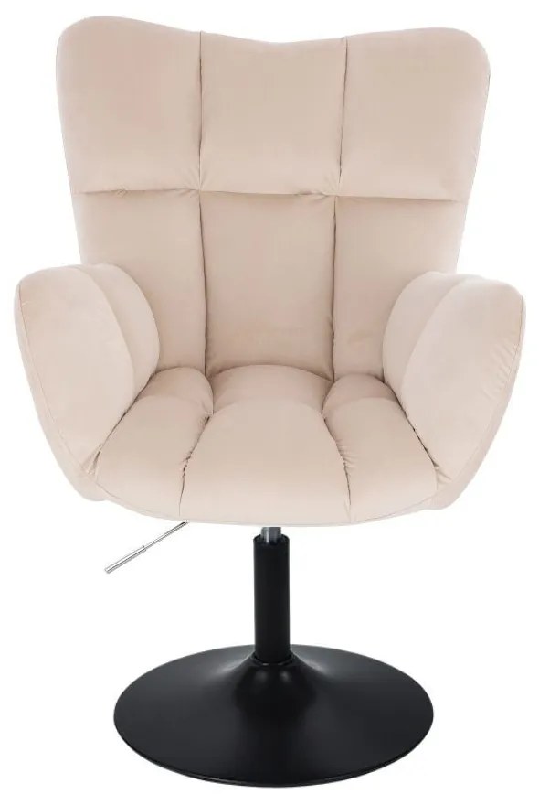 LuxuryForm DESIGN Otočné kreslo AURORA VELUR na čiernom tanieri - krémové