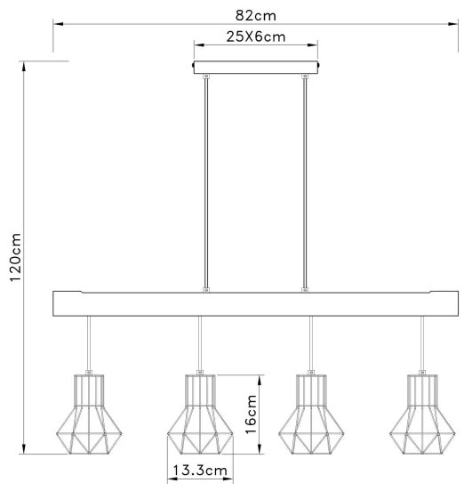 Globo 54017-4H3 - Luster na lanku PRISKA 4xE27/40W/230V
