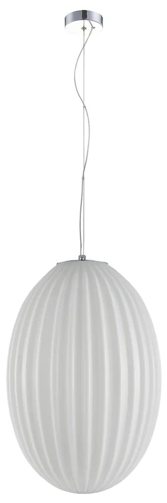 Závesné svietidlo Braga, 1x biele sklenené tienidlo, ch