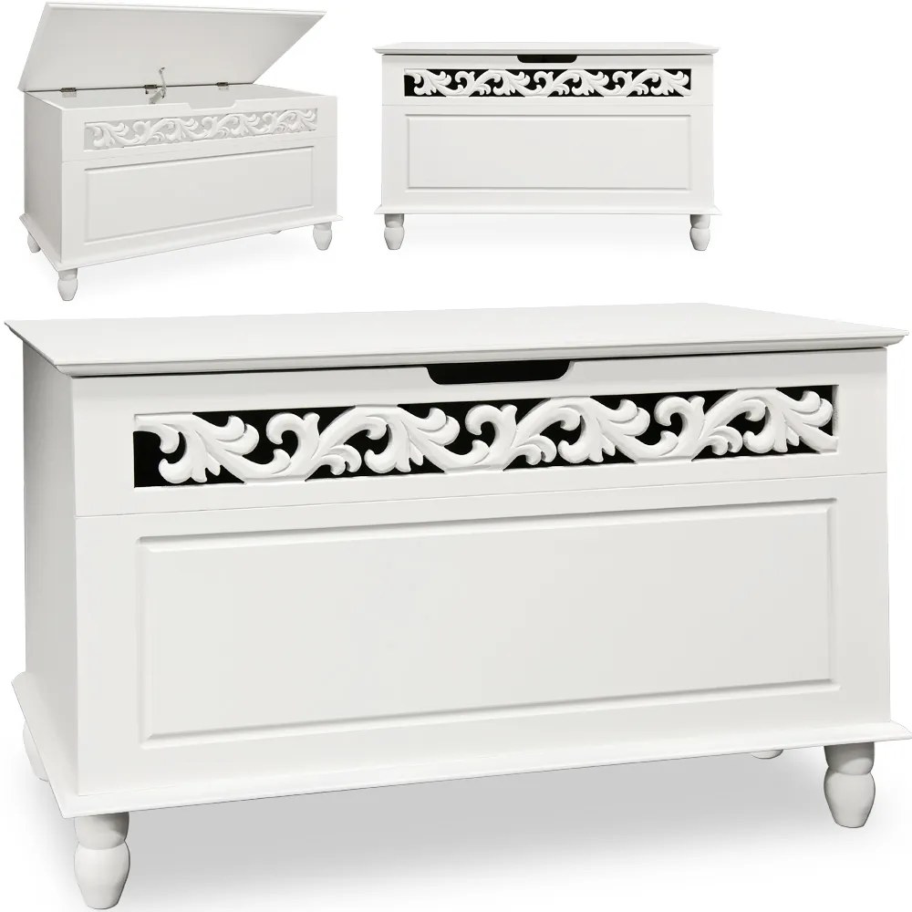 Drevená truhlica JERSEY, 80x40x48cm, biela Casaria