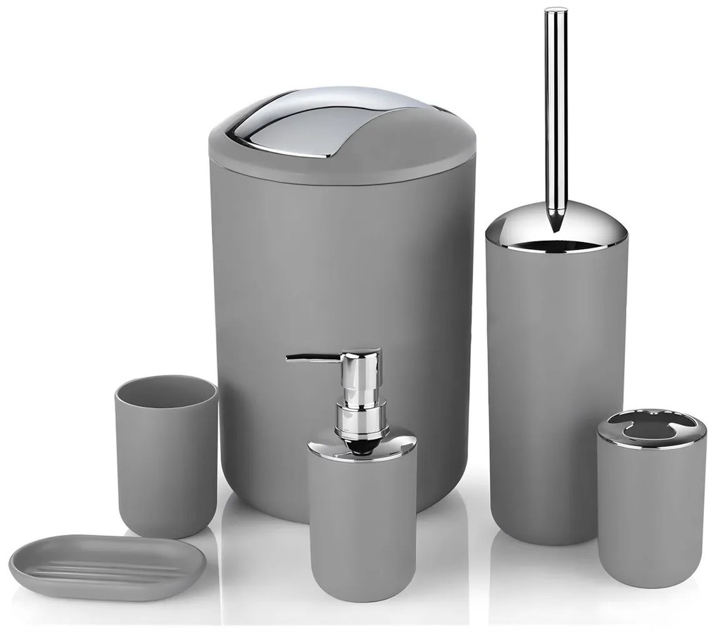 Súprava kúpeľňových doplnkov FLORES sivá