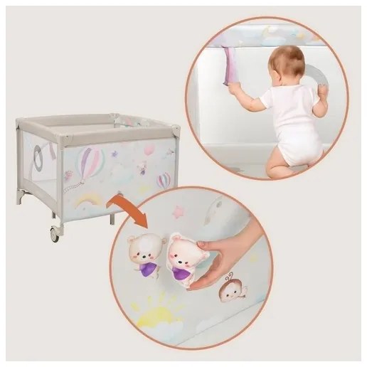 Lionelo - Hracia ohrádka MILLE PLUS sivá/bežová