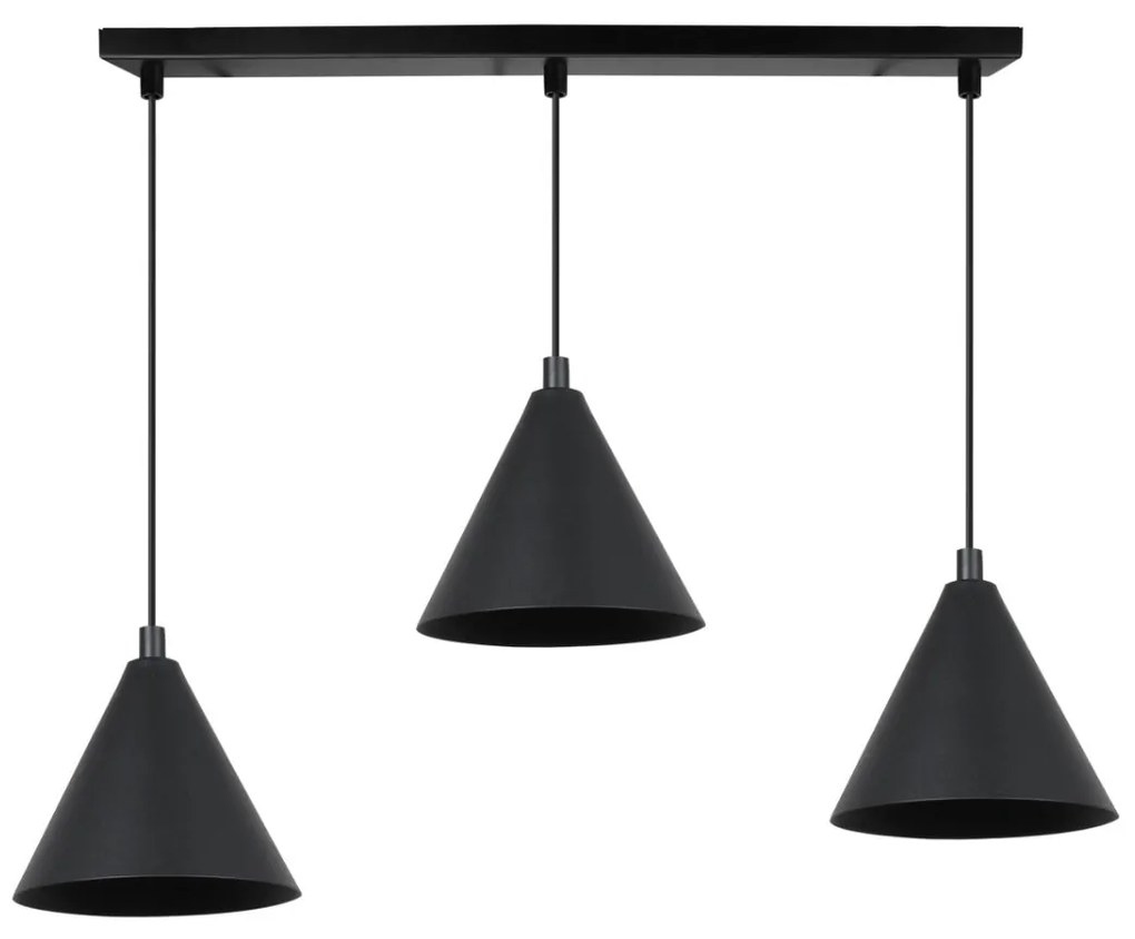 Závesné svietidlo Soho, 3x čierne kovové tienidlo, (fi 14cm)