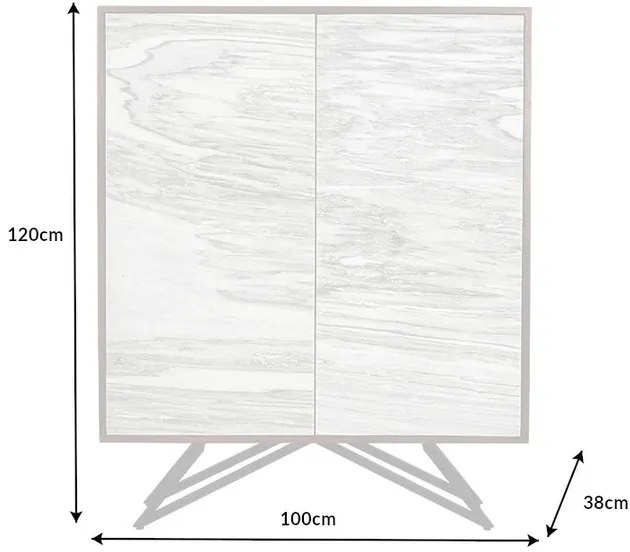MOUNTAIN SOUL komoda 120 cm akácia, vzhľad prírodného kameňa, biela sivá
