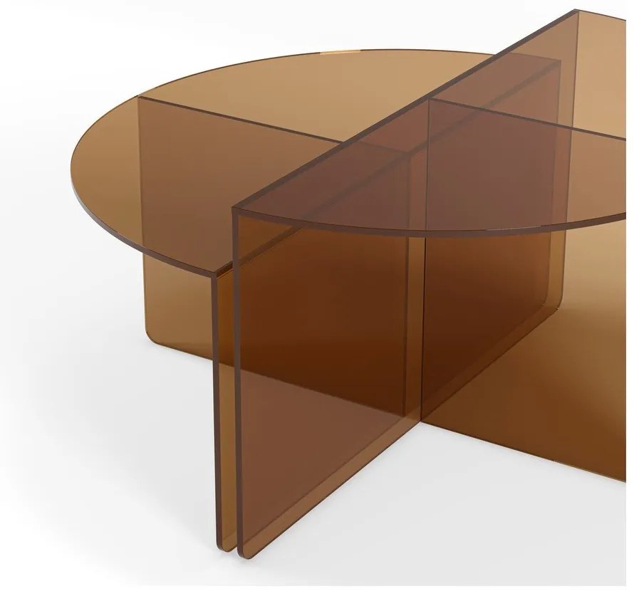 Hnedé sklenené okrúhle konferenčné stolíky v súprave 2 ks ø 80 cm Velta – MOME