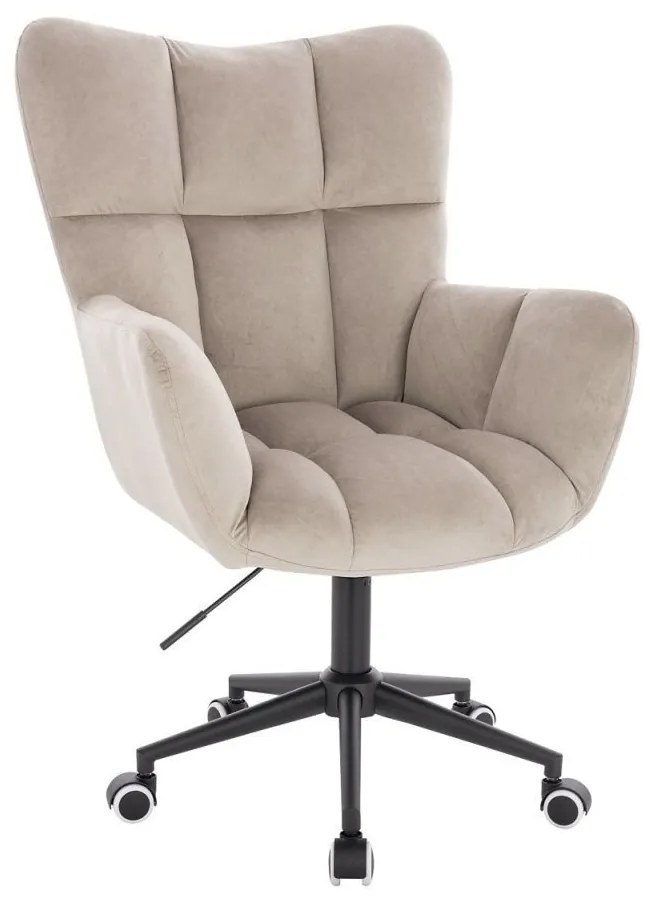 LuxuryForm DESIGN Kreslo AURORA VELUR na čiernej podstave s kolieskami - latte