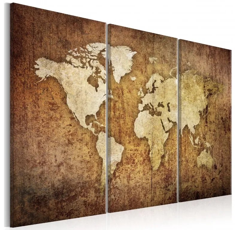 Artgeist Obraz - World Map: Brown Texture Veľkosť: 120x80, Verzia: Premium Print