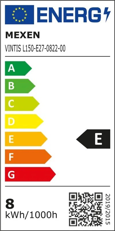 Mexen Vintis, LED filamentová žiarovka E27, A60, 8 W, teplá biela 2200K, číra, L150-E27-0822-00
