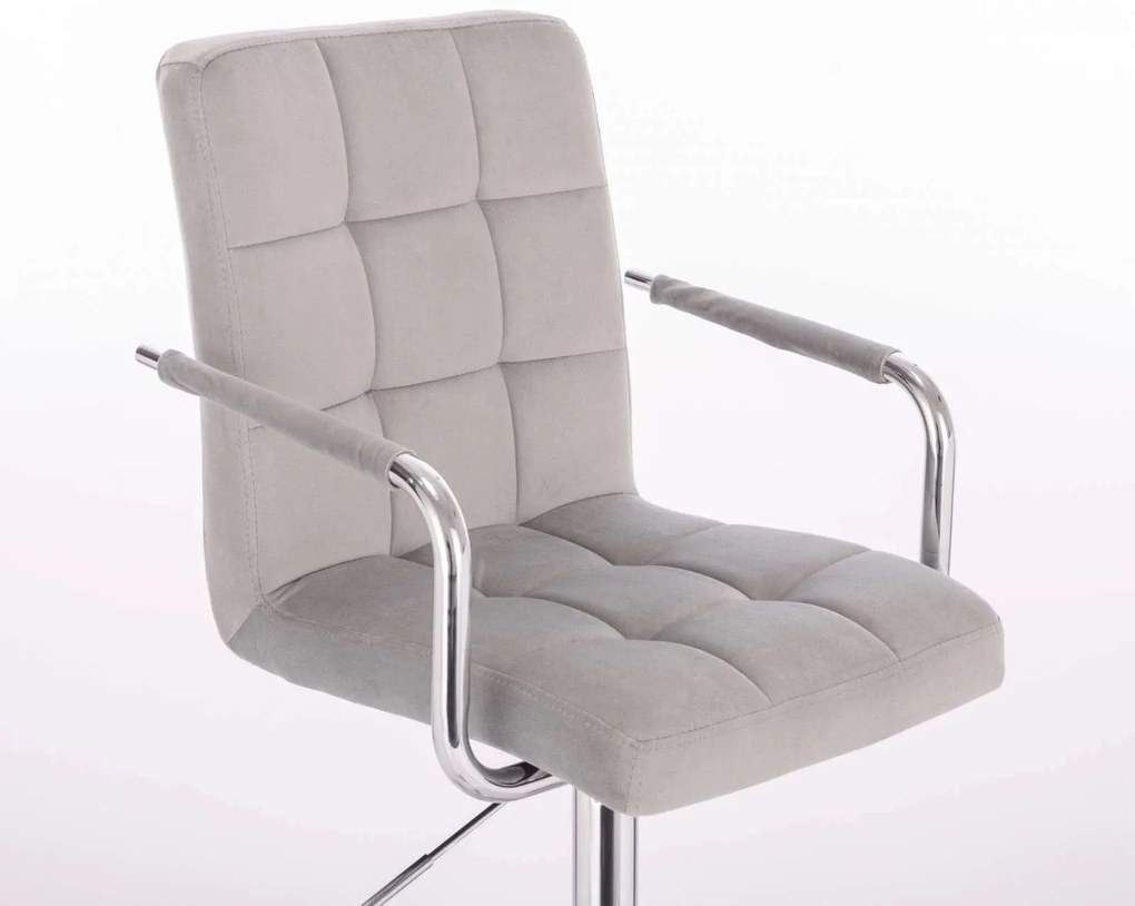 LuxuryForm DESIGN Stolička VERONA VELUR na strieborné podstave s kolieskami - svetlo šedá