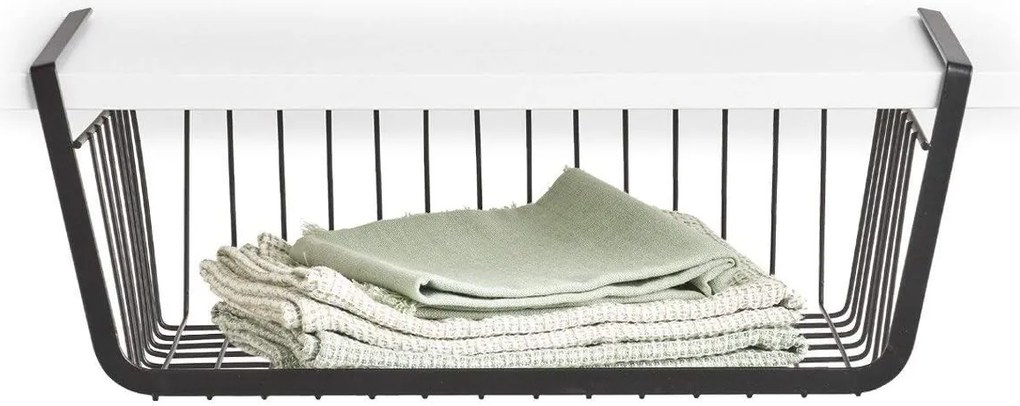 Zeller Present Prídavný závesný kôš pod policu, čierny UNDER, 41x26x15 cm