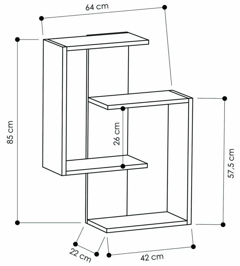 Moderná nástenná polička Asir dub wotan/šedá