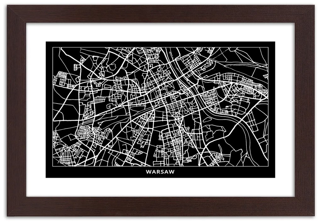 Gario Plagát Plán mesta Varšava Farba rámu: Bez rámu, Rozmery: 30 x 20 cm