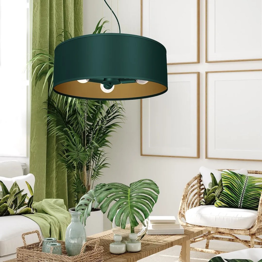EUlight Závesné svietidlo Verde, 1x zelené textilné tienidlo, gr