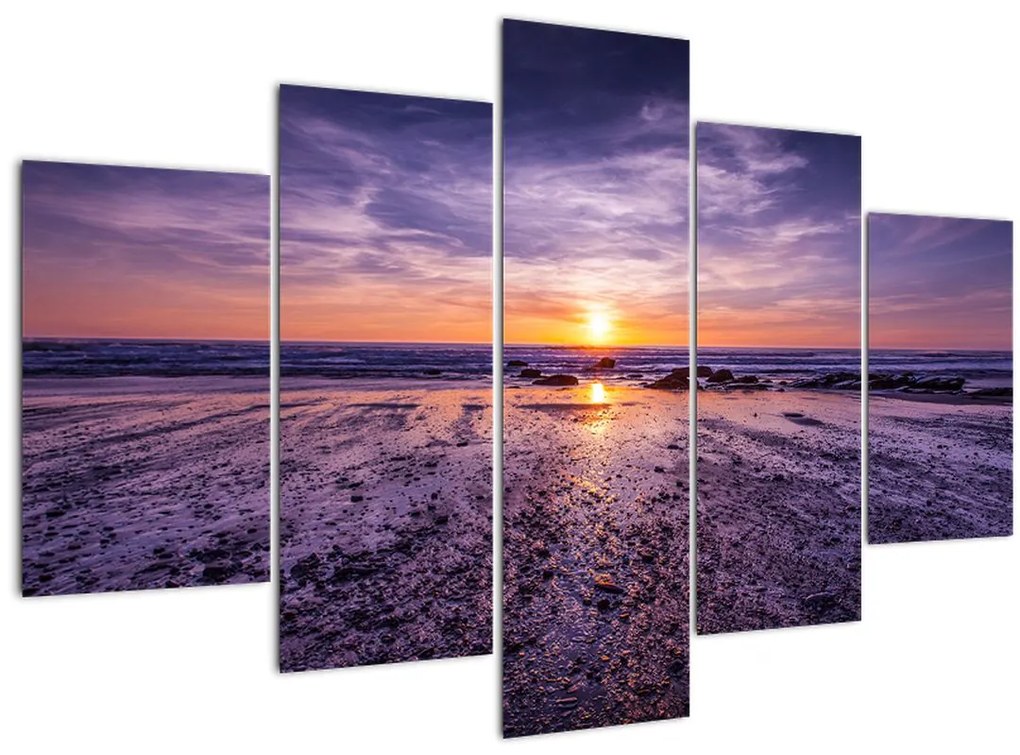 Obraz pláže - západ slnka (150x105 cm)