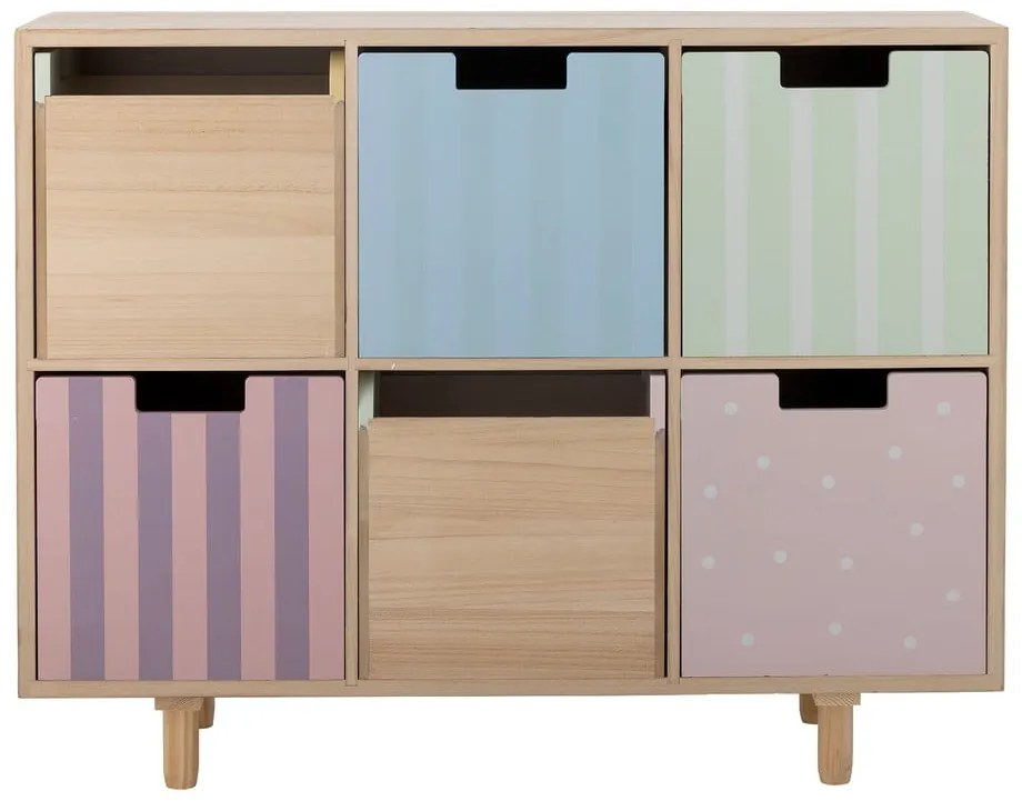 Nízka detská komoda z masívu paulownie v prírodnej farbe 25,5 x88, 5 cm Calle – Bloomingville Mini