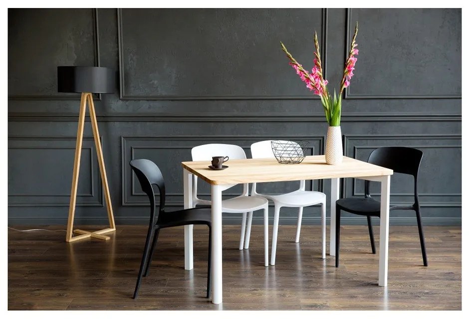 Biely jedálenský stôl so zaoblenými nohami Ragaba TRIVENTI, 120 x 80 cm