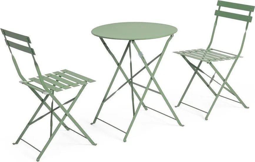 Šalviovozelená oceľová záhradná jedálenská súprava pre 2 Austin – Bizzotto