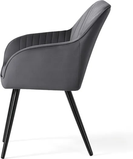 Sada šiestich jedálenských stoličiek FLORENCE zamatové, grafitové / čierne nohy (6 ks)