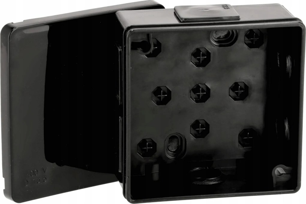 BERGE Elektroinštalačná krabica na omietku IP55 - čierna