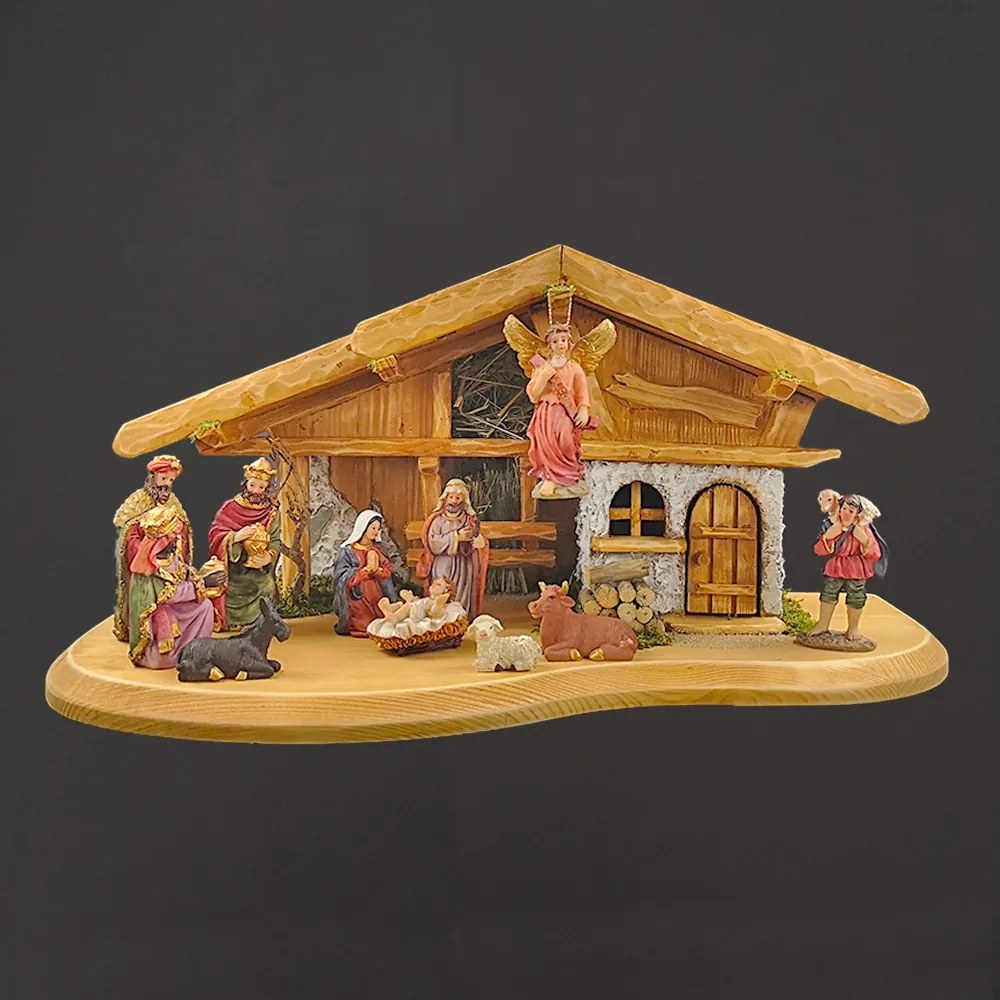 AMADEA Drevený betlehem BEZ FIGURÍK 45 cm