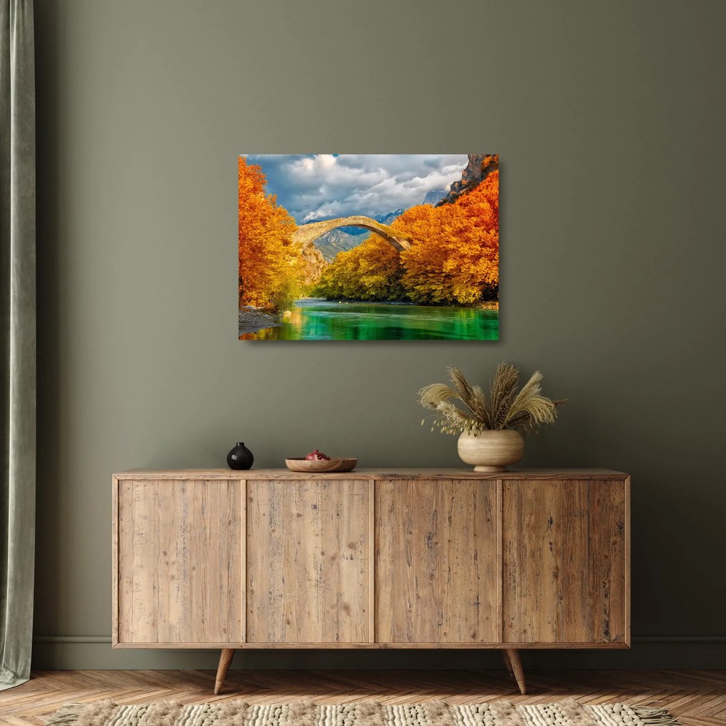 Sklenený obraz - Konitsa most (70x50 cm)