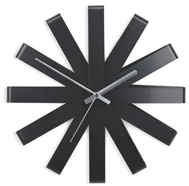 Nástenné hodiny RIBBON 30 cm čierne, Umbra, Nerezová oceľ, 30,5 priemer x 5,7 cm, čierna