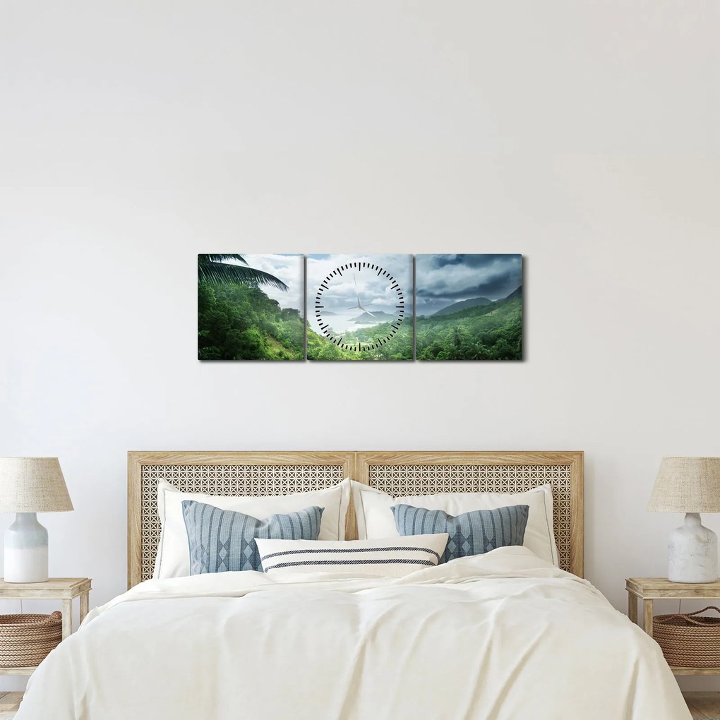 Obraz - Seychelská jungle (s hodinami) (90x30 cm)