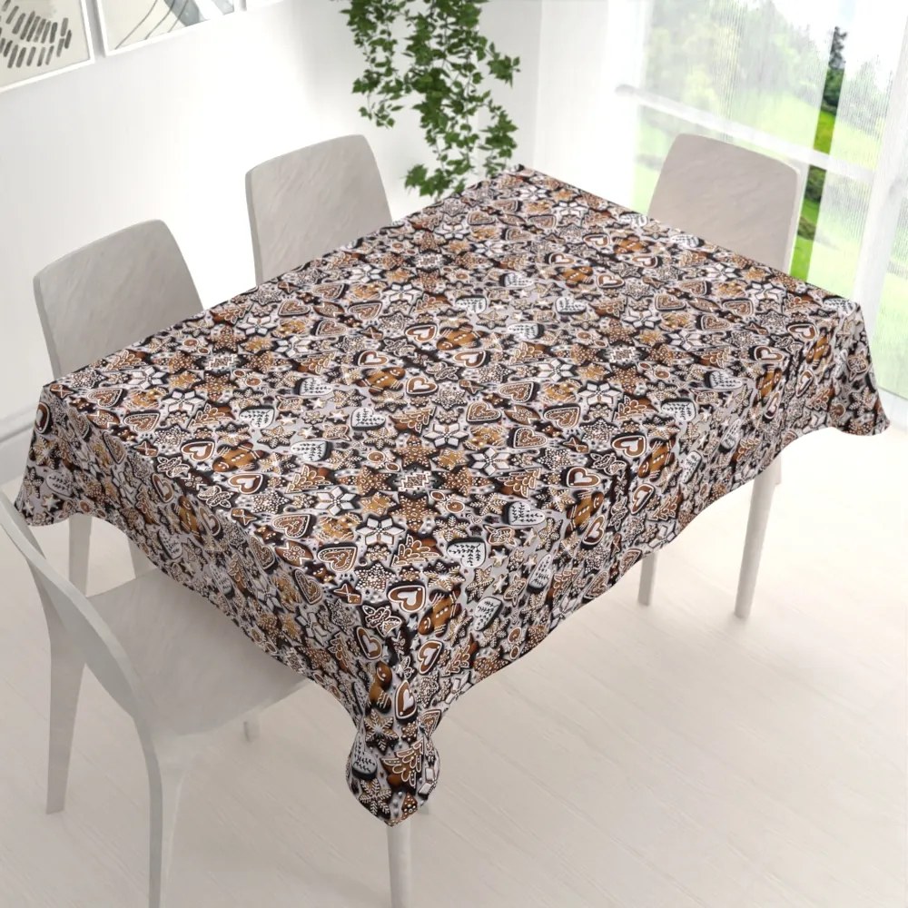 Biante Saténový obdĺžnikový obrus LUP-501 Vianočné perníčky na sivom 120x140 cm