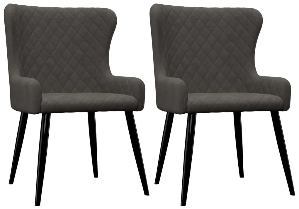 vidaXL Jedálenské stoličky 2 ks, sivé, zamat