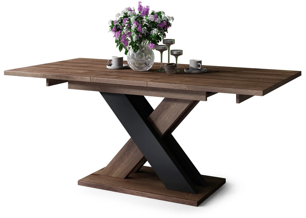 KARO Dub Hnedý/Čierna Matná - MODERNÝ ROZKLADACÍ STÔL DO 180 cm!