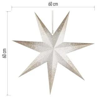 Vánoční papírová hvězda PINKI zlaté třpytky 60 cm bílá