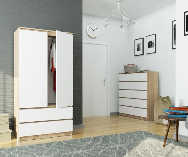 Skriňa S 90 cm 2D 2SZ CLP sonoma / biela