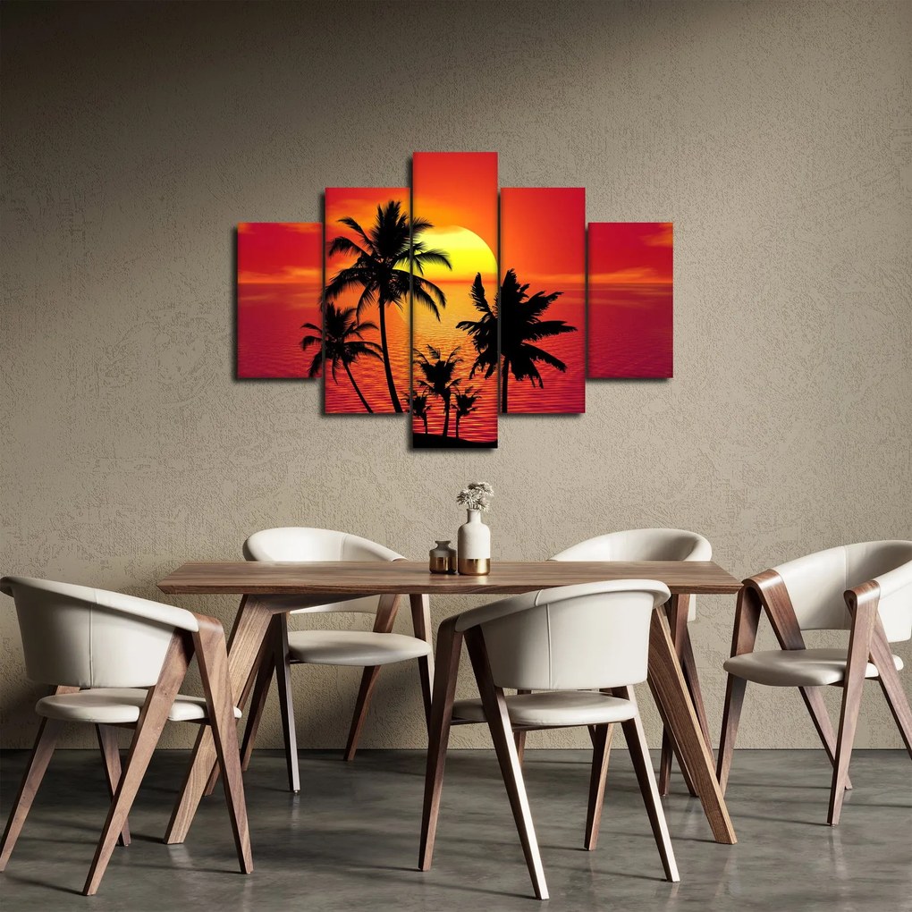 Obraz siluety ostrova s palmami (150x105 cm)