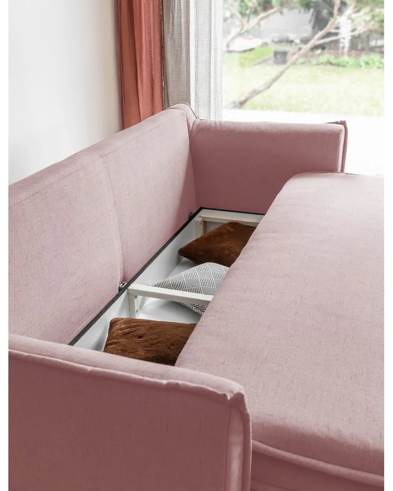 Svetloružová rozkladacia pohovka 225 cm Charming Charlie – Miuform